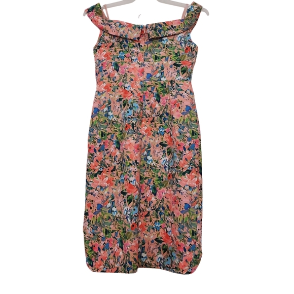 AIDAN BY AIDAN MATTOX Off Shoulder Sheath Dress Pink Floral Garden Party Slit 10 - Picture 5 of 15